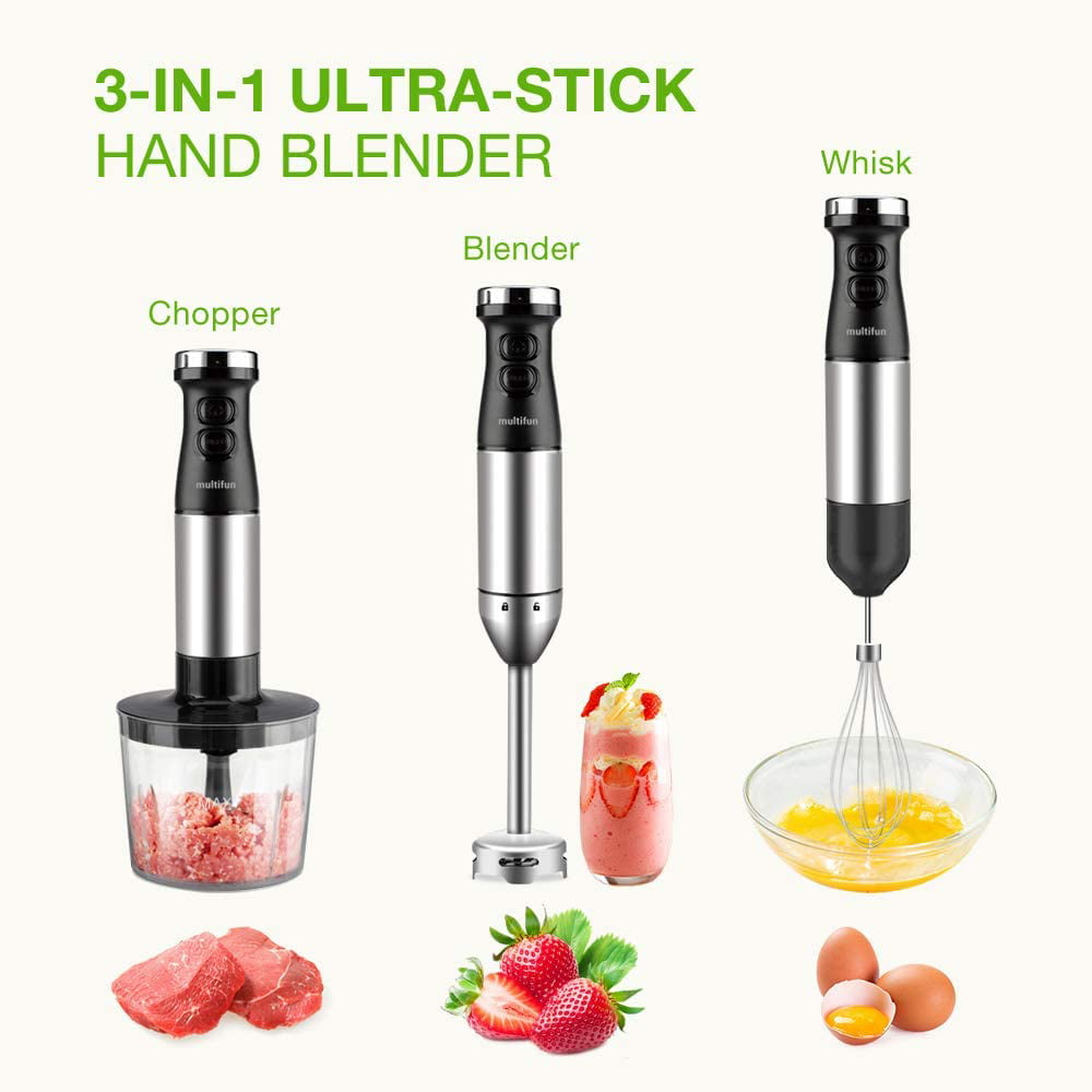 Gavasto Immersion Blender 600 Watts Scratch Resistant Hand Blender,15 Speed  and Turbo Mode Hand Mixer, Heavy Duty Copper Motor Stainless Steel Smart