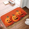 thumbnail image 5 of 1pc Three Pumpkins for Halloween Absorbent Non-Slip Bathroom Thickened Flannel Rug Decor,Soft,Quick Drying,Suitable For Indoor/outdoor Use,Bathrooms,Bedrooms,Kitchens,Terrace,Laundry Rooms,16"x24", 5 of 9