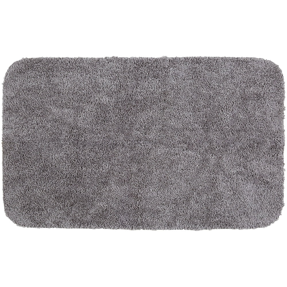 Mainstays Basic Bath Rug, Light School Grey, 17" x 24"