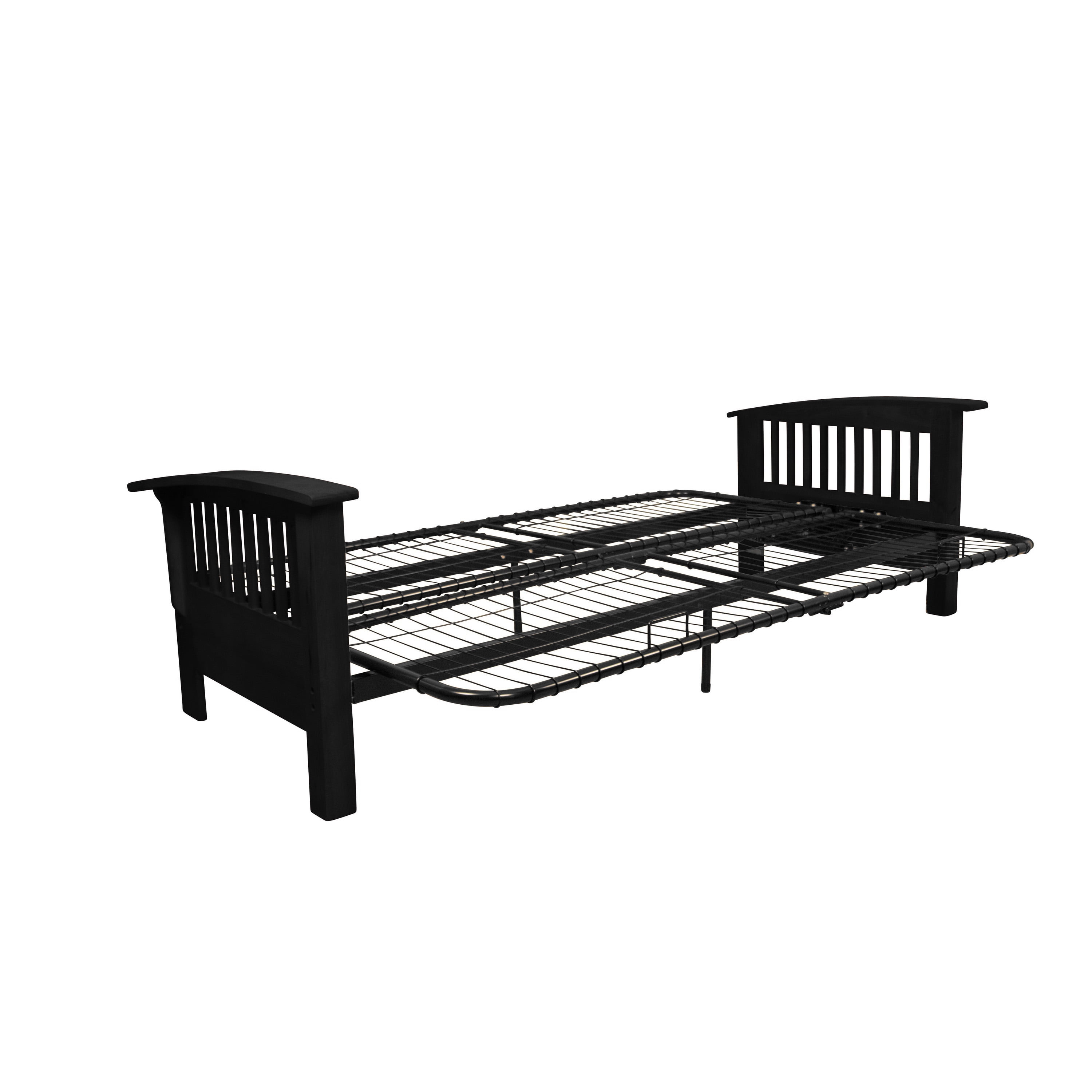 Morris Mission Style Futon Sofa Sleeper Bed Frame Full Size Black Arms