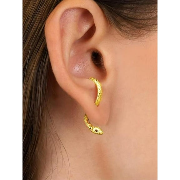 LINXIQIN 925 Sterling Silver Cute Snake Design Earrings, Fashionable Earrings for Women , Trendy All-match & Exquisite Jewelry for Birthday Gift