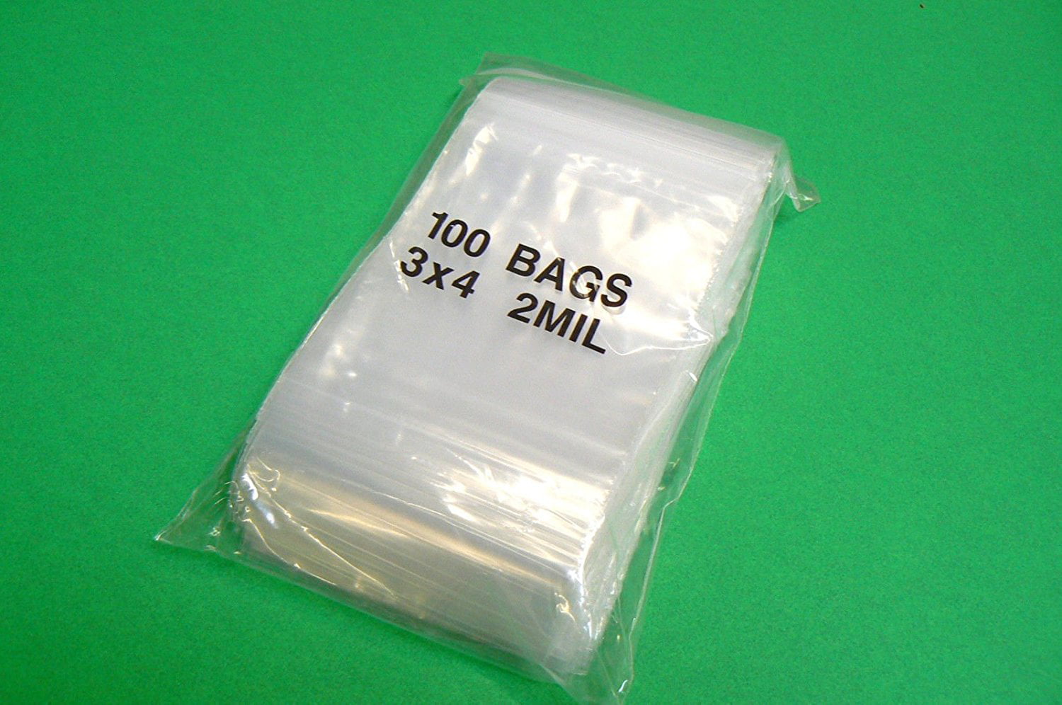 UNIS 3 X 4 Inch 2Mil 100 Count Poly Reclosable Plastic Zip Clear Bag