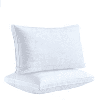 Down Altative Bed  Pillows - King Size | 100% Cotton Hotel-Quality Bedding, Cooling Plush Pillows with 2" Gusset for Back, Stomach & Side S pers | Set of 2