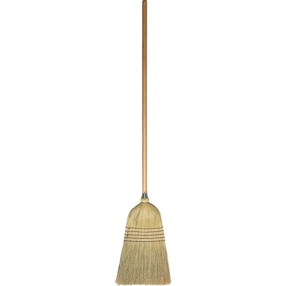Wood Handle Corn Broom – 5-Sew Heavy-Duty Natural Bristles for Indoor and Outdoor Floor Cleaning