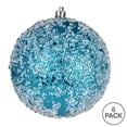 thumbnail image 3 of Vickerman 4" Turquoise Glitter Hail Ball Ornament, 6 per Bag, 3 of 3