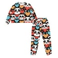 thumbnail image 2 of DISNIMO Panda Heart Printed Women's Pajamas Set 2 Piece Lounge Set Long Sleeve Pjs Soft Sleepwear with Pockets Crew Neck Pullover Top with Long Pant, 2XL, 2 of 7