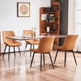 thumbnail image 3 of YOUNIKE Dining Chairs Set of 2, Upholstered Dining Room Chairs with Metal Legs, Faux Leather Kitchen Chairs, Armless Side Chairs, Large Padded, Metal Legs, Tan, 3 of 14