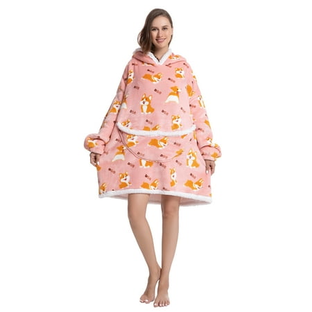 

Amuver Family Matching Pajamas for Winter Cartoon Animal Print Long Sleeve Hood Loose Sweatshirt with Big Pockets for Adult Child