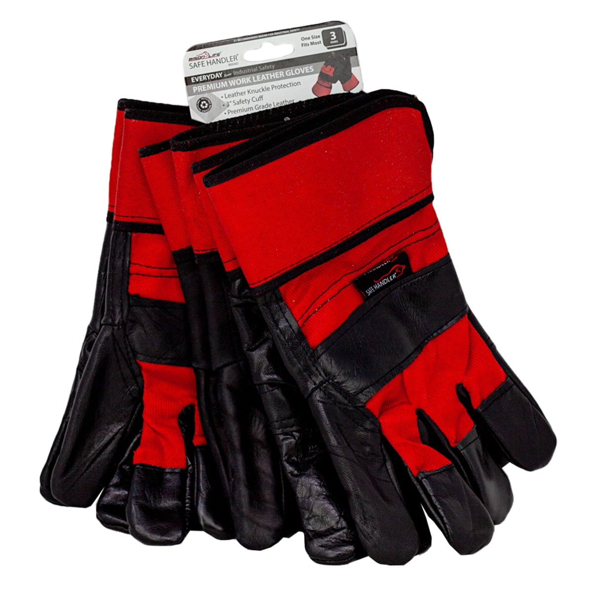 Cool Cotton Lined Backing SAFE HANDLER Work Leather Gloves Lightweight & Versatile Split Leather Safety Cuff Work Gloves 3 Pack 