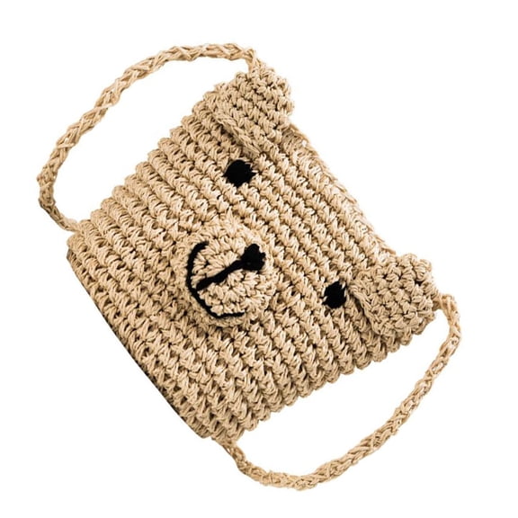 COMPUKAS Beige Straw Woven Bag Crossbody Handbag for Travel Daily Essentials Comfortable Touch