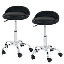 ZENY Set of Two Swivel Low-Back Salon Stool Chair PU Cushion, Black