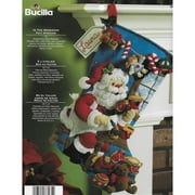 Bucilla Felt Applique Christmas Stocking Kit, Santa in the Workshop, 18"