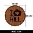 thumbnail image 2 of I Heart Love Pumpkin Fall 2.5" Faux Leather Round Engraved Iron-On Patch - Brown, 2 of 6