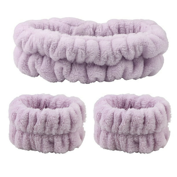 3Pcs Plush Spa Headband Wrist Washband Scrunchies Cuffs Set for Face