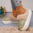 thumbnail image 6 of Wovix Women's Sequin Fashion Casual Lined Slippers Carnival Slippers Comfort Memory Foam House Slippers Gold 39, 6 of 7