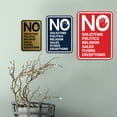 thumbnail image 4 of Portrait Round No Soliciting No Politics No Religion No Sales No Flyers No Exceptions Sign (White/Red) - Medium, 4 of 7