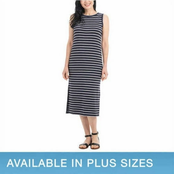 Hilary Radley Ladies' Midi Dress (Navy & Off-White Stripe, S)