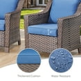 thumbnail image 6 of POCASSY 6PCS Outdoor Furniture Set with Outdoor Sofa, Outdoor Wicker Accent Chair, Ottoman and Coffee Table, All Weather Brown Wicker Outdoor Conversation Set for Porch, Balcony, Garden - Brown/Blue, 6 of 15