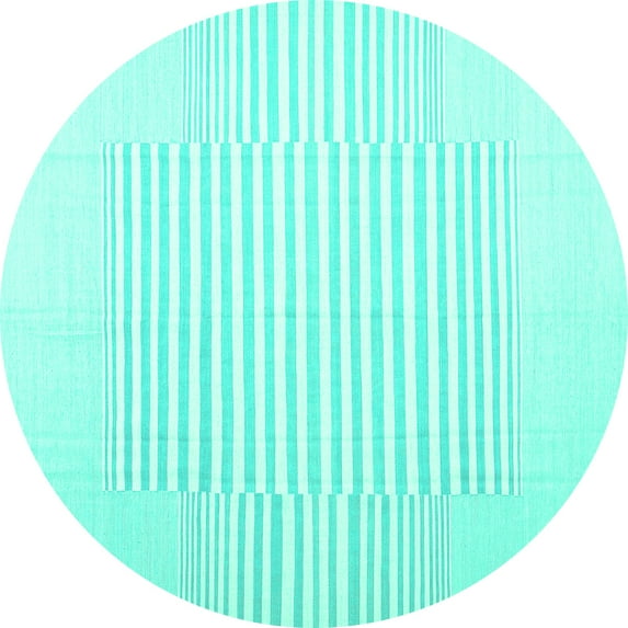 Ahgly Company Indoor Round Solid Turquoise Blue Modern Area Rugs, 7' Round