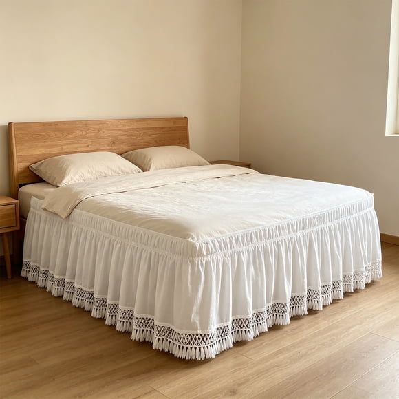 Defend Slide Bed Skirt, Elastic Pleated Bed Skirt Elastic Drooping Bed Skirt Hotel Style Bed Skirt for Home Hotel Spring Mattress