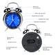 thumbnail image 4 of Reloj Despertador Estilo Doble Campana De Metal Gris Fondo Azul, 4 of 5