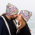 thumbnail image 5 of Zufioo Peace Love and Dove Flower Power Print Adult Knitted Hat, Unisex Cuffed Brimless Ski Hat, Suitable for Autumn and Winter, 5 of 6