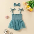 thumbnail image 4 of Vividxx Baby Girls Bodysuits With Embroidered Straps And Mesh Dress Romper Soft Elastic Waist For Newborn Newborn Casual Onesie Summer Fall Onesie Solid Color O-Neck Cute Dailywear, 4 of 7