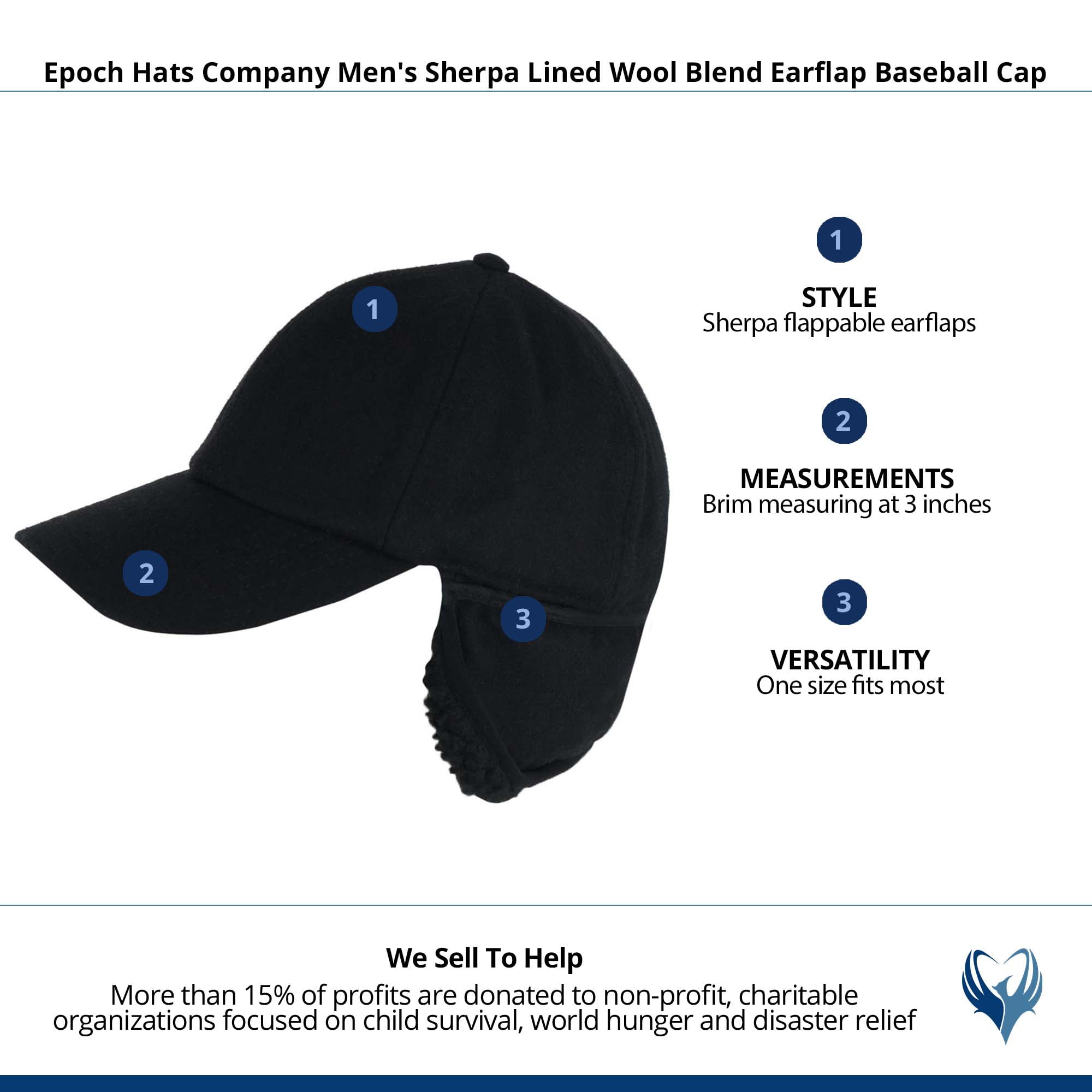 Epoch Hats Company  Sherpa Lined Wool Blend Earflap Baseball Cap (Men)