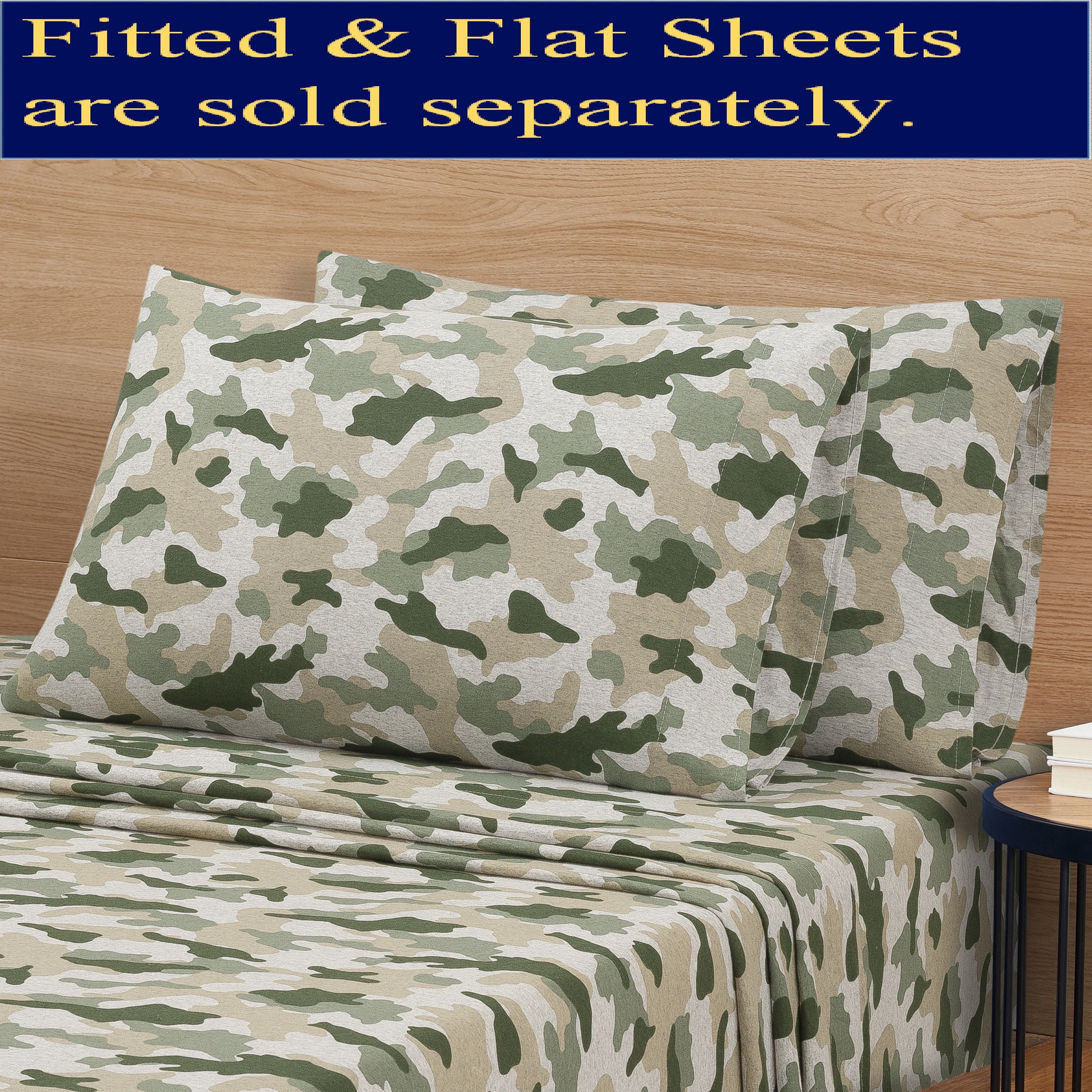 Mainstays Adult Jersey Extra Soft Pillowcase Set, Standard/Queen, Camo, 2 Piece