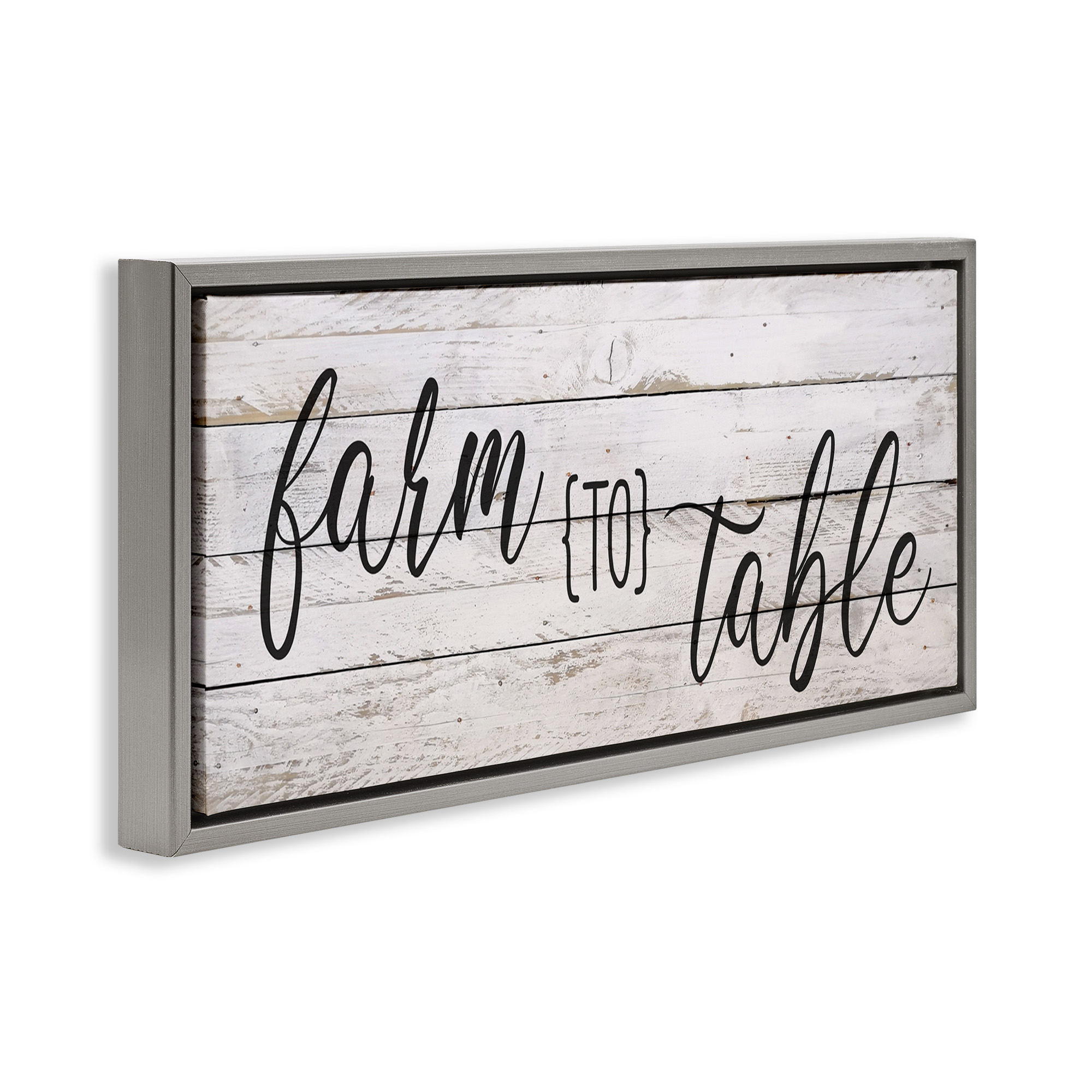 Stupell Industries Planked Style Farm to Table Food & Beverage Painting Gray Floater Framed Canvas Art Print Wall Art, 25 x 11