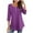 Purple, variant on Scyoekwg Women's 3/4 Sleeve Tops Button Round Neck Pleated Tshirt Tops for Women Trendy Solid Color Lightweight Loose Tshirt Dressy Casual Blouse Blouses (Red,S)