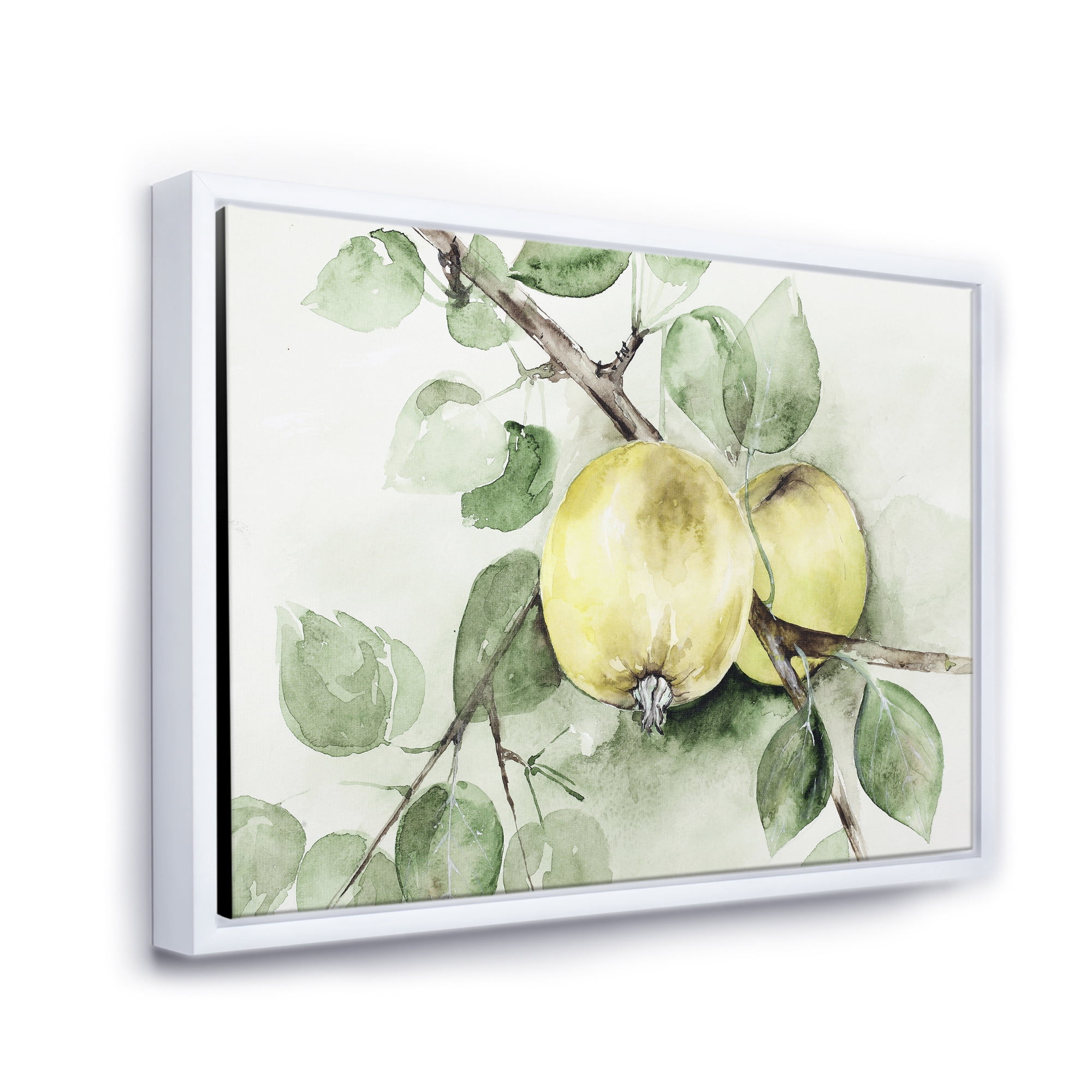Designart 'Ancient Green Appels' Farmhouse Framed Canvas Wall Art Print
