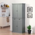 thumbnail image 3 of HOMEFORT 72" Traditional Freestanding Kitchen Pantry Cabinet Cupboard with Doors and 3 Adjustable Shelves, Gray, 3 of 9