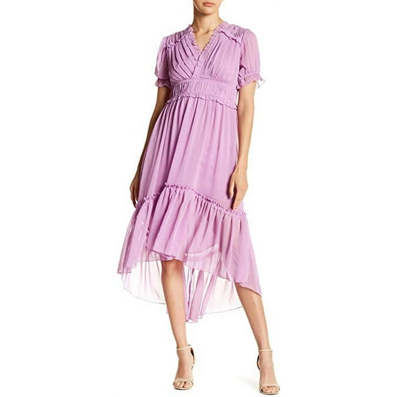 Romeo & Juliet Couture Pleated Ruffle Dress, Violet - Medium