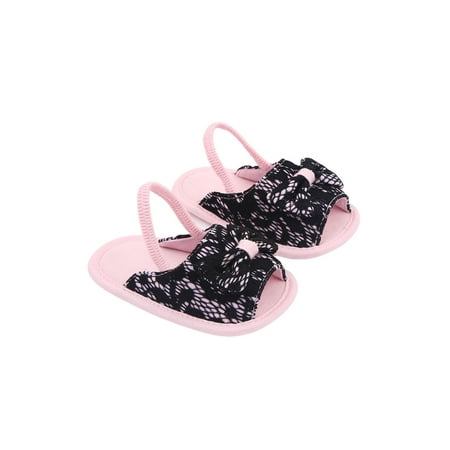 

Gureui Toddler Infant Baby Girls Summer Sandals Plain/Patchwork Lace Bow-Knot Open Totes Anti-Skid Soft Sole Walking Shoes Elastic Band Foot Wear