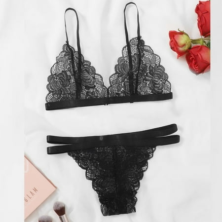 

Wolfast Promotion Women Elegant Fashion Sexy Lingerie Black Lace Gauze Underwear Suit