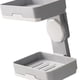 thumbnail image 5 of Estante de baño resistente con drenaje, soporte de plástico de 2 niveles, montado en la pared, caja de jabón, organizador de cepillos de dientes, gris oscuro, instalación sin orificios, 5 of 5