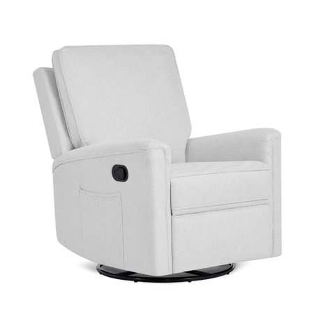 Evolur Beau Upholstered Seating Glider Swivel in Morning Grey, Greenguard Gold Certified Modern Nursery Recliner with Side Pockets, Tool-Free Assembly, Easy to Clean