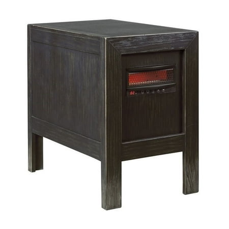 Ashley Gavelston Chair Side End Table with Heater in Rubbed Black
