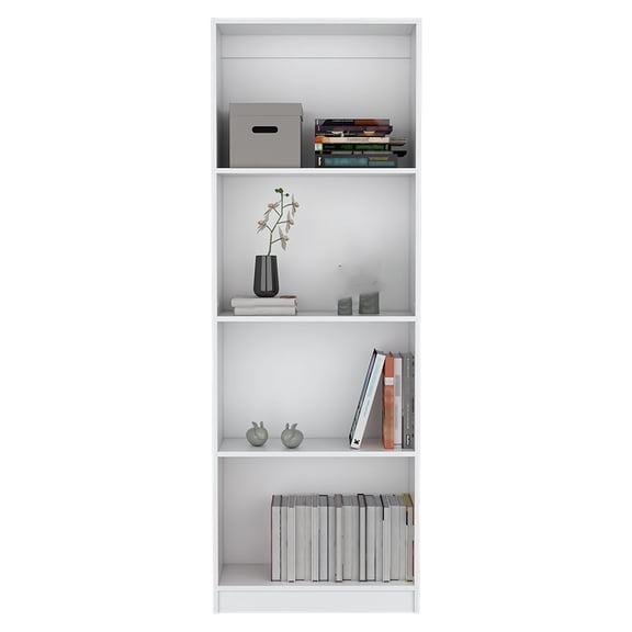 Knubmt 4 Shelves Wood Bookshelf Bookcase Book Storage Rack for Home, Office, White