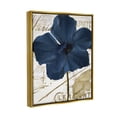 thumbnail image 3 of Stupell Industries Bold Blue Flower Petals Vintage Butterfly Script Graphic Art Metallic Gold Floating Framed Canvas Print Wall Art, Design by Mindy Sommers, 3 of 6