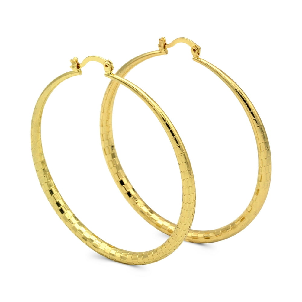 BéBérlini Hoop Earrings Hinged Snap 14K Gold Plated 4.5 mm Thick