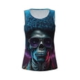 thumbnail image 3 of Picia Punk Style Blue Haired Skull Pattern Women's Workout Tank Top,Breathable Activewear,Slim Fit Athletic Top,Versatile Workout Moisture-wicking top-X-Large, 3 of 9