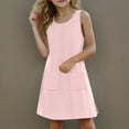 thumbnail image 5 of Jinhomg Beach Dresses for Girls 2025 Vacation, Breathable Eyelet Midi Tank Dress Casual Comfy Sleeveless V-Neck Sundress with Pocket Pink 13 Years, 5 of 10