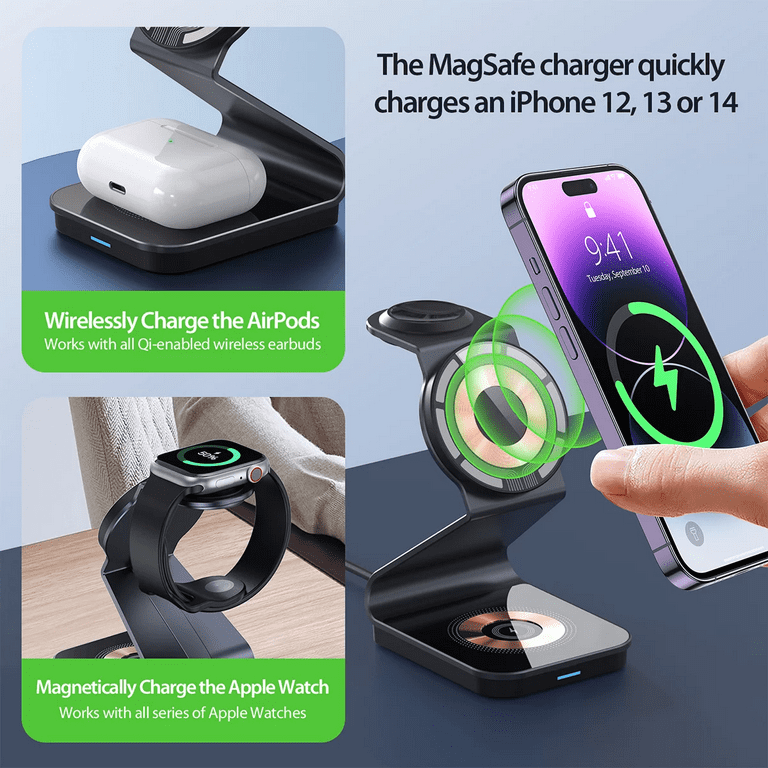 RONY 3-in-1 MAGSAFE POD Magnetic Wireless Charger for iPhone