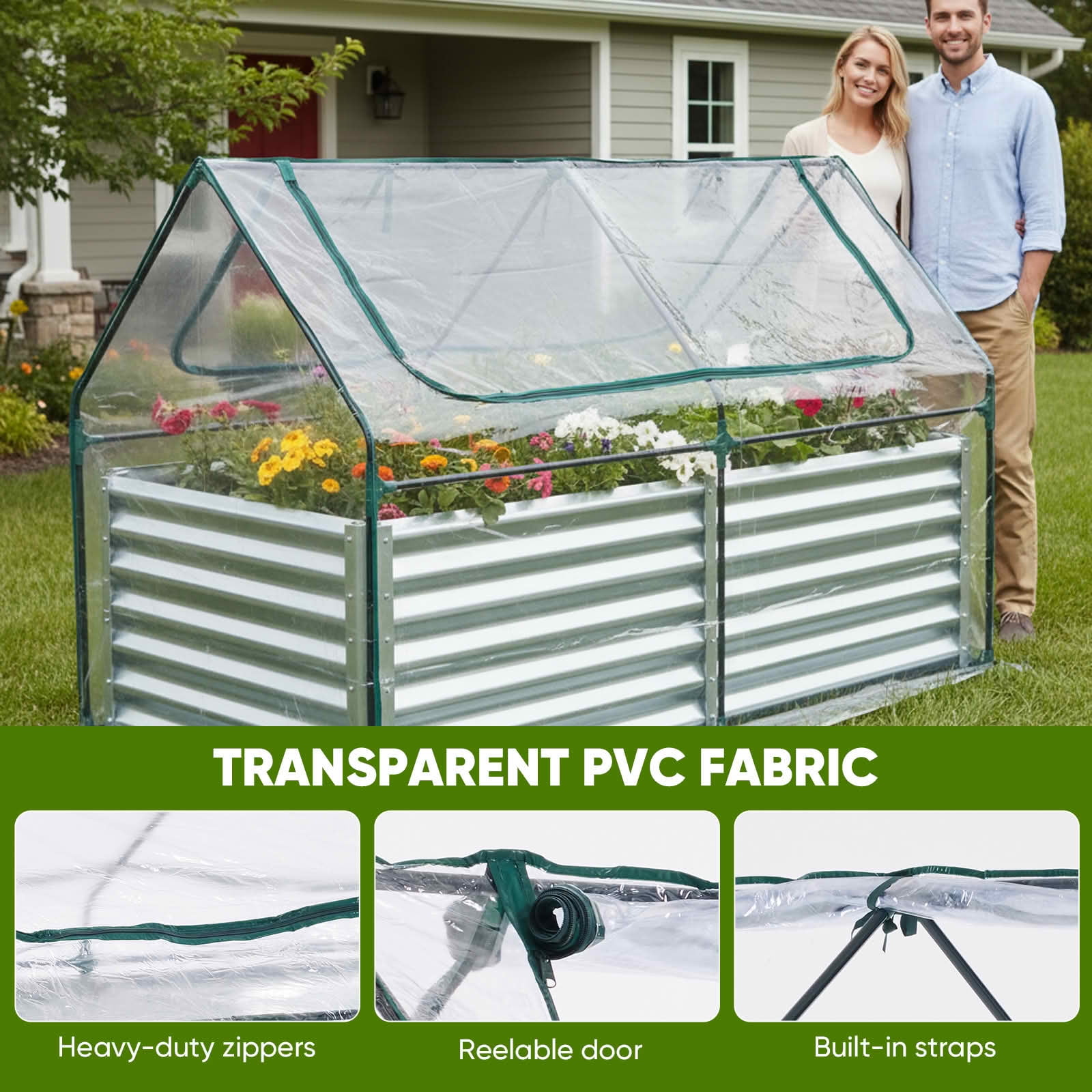 MAYEERTY Garden Greenhouse Transparent, Waterproof UV Shield with 2 Zipper Doors for Vegetables Herbs Flowers