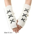 thumbnail image 2 of Fingerless Gloves for Women Cozy With Bow Knit Cold Weather Warm Cotton Fall Fashion Womens Mittens Black, 2 of 4