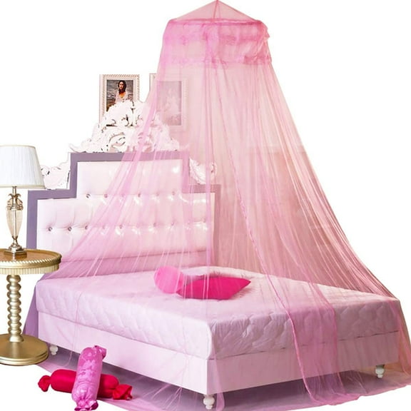 Sunjoy Tech Bed Canopy Lace Mosquito Net for Girls Beds, Unique Princess Tent Mesh Canopies, Round Dome Curtain Drapes Home & Travel