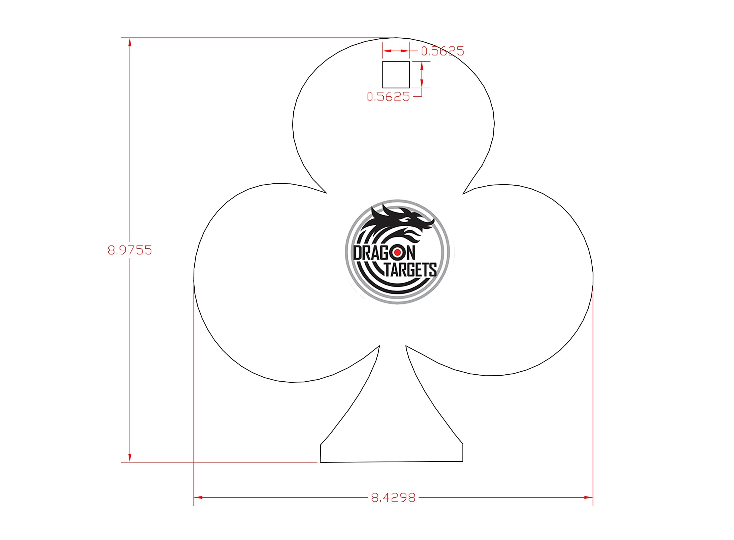 Dragon Targets  3/8 inch Thick Laser Cut Poker Club, Painted AR500 Steel Targets Made in USA, (Club)