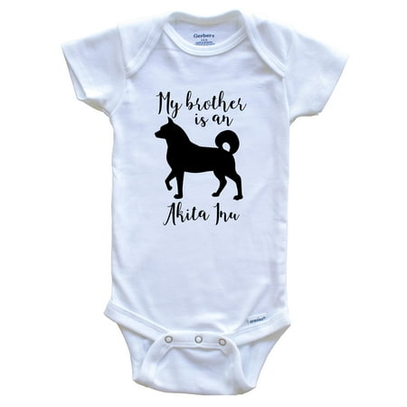

My Brother Is An Akita Inu Cute Dog Baby Bodysuit - Akita One Piece Baby Bodysuit 3-6 Months White